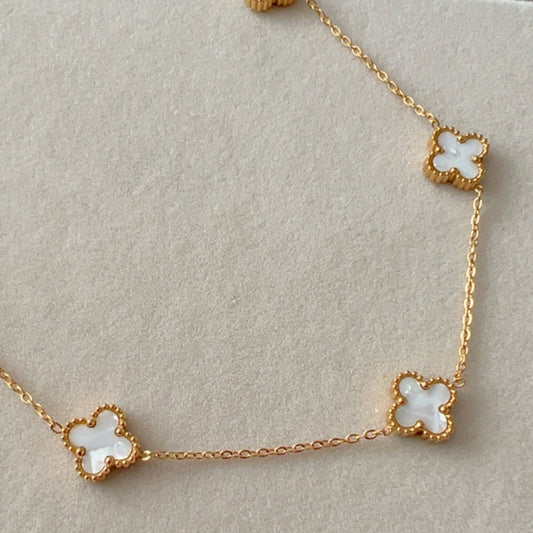 Gold Clover Necklace – Double-Sided Pendant Stainless Steel