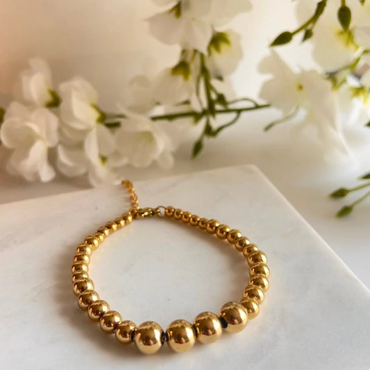 Bali - Gold Beaded Chain Bracelet