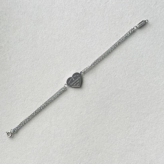 Heart Tag Bracelet Stainless Steel Silver Finish