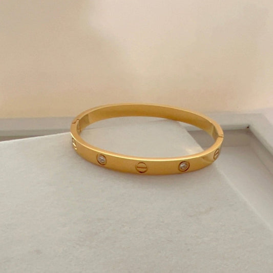 Affinity - Gold Bangle Bracelets – Plain and Zirconia Styles