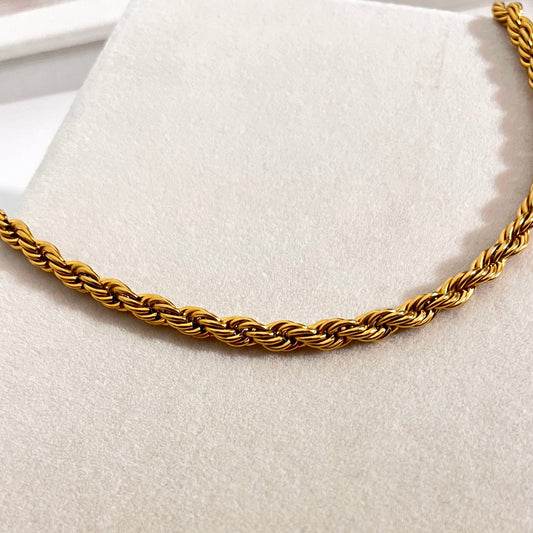 Rope Chain Necklace – Gold-Plated Stainless Steel Unisex