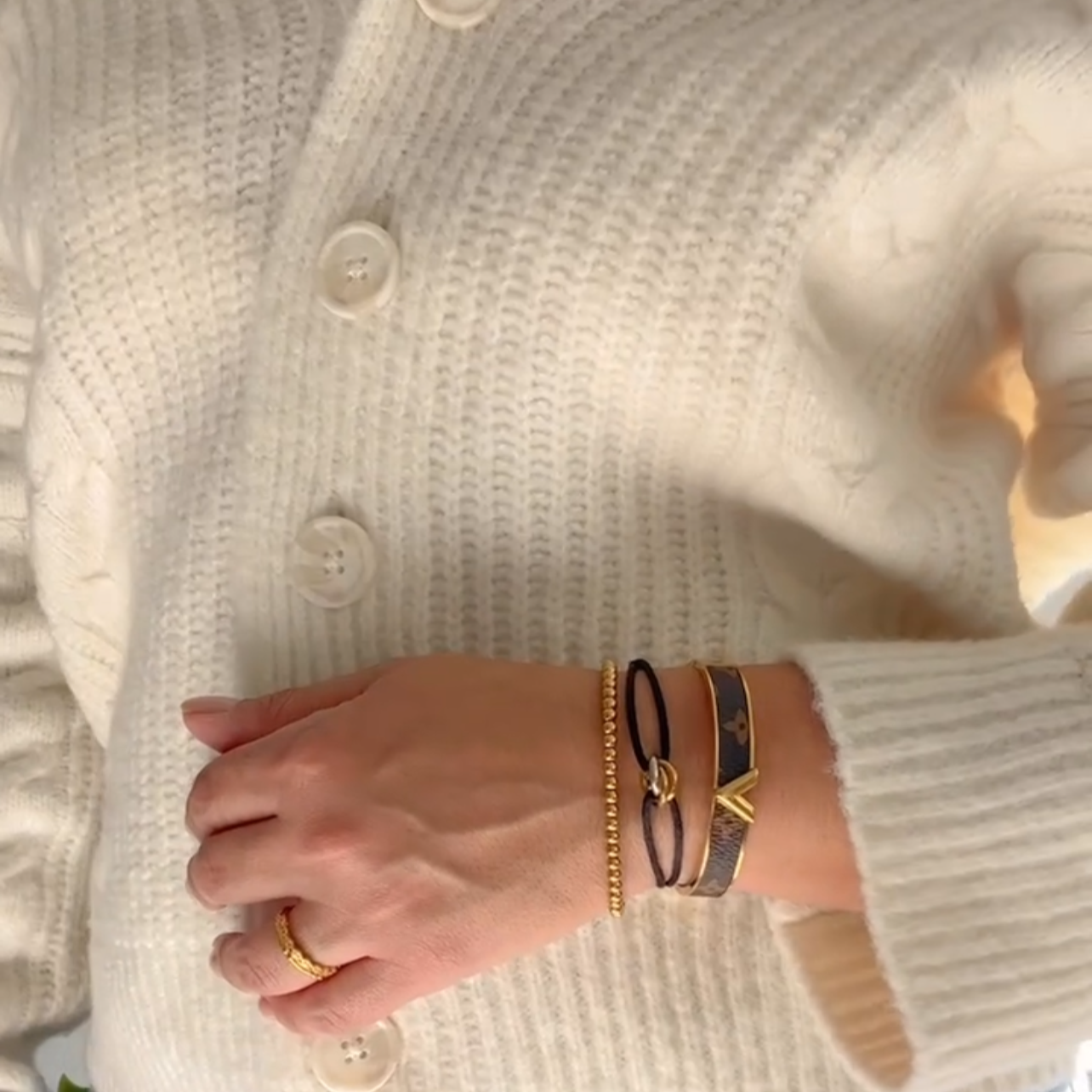 Gold Leather Bracelet LV