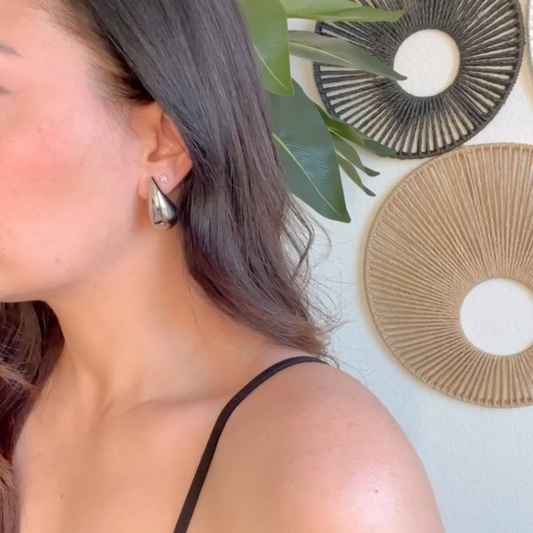 Dew - Gold and Silver Teardrop Earrings – Large and Minimalist