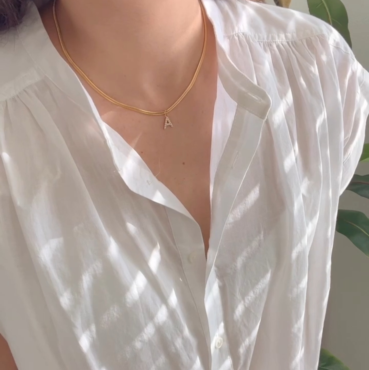 Snake Chain Initial Necklace – Zirconia abd Herringbone Alphabet