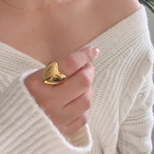 Heart Dome and Woven Chain Rings – Large Stainless Steel Designs