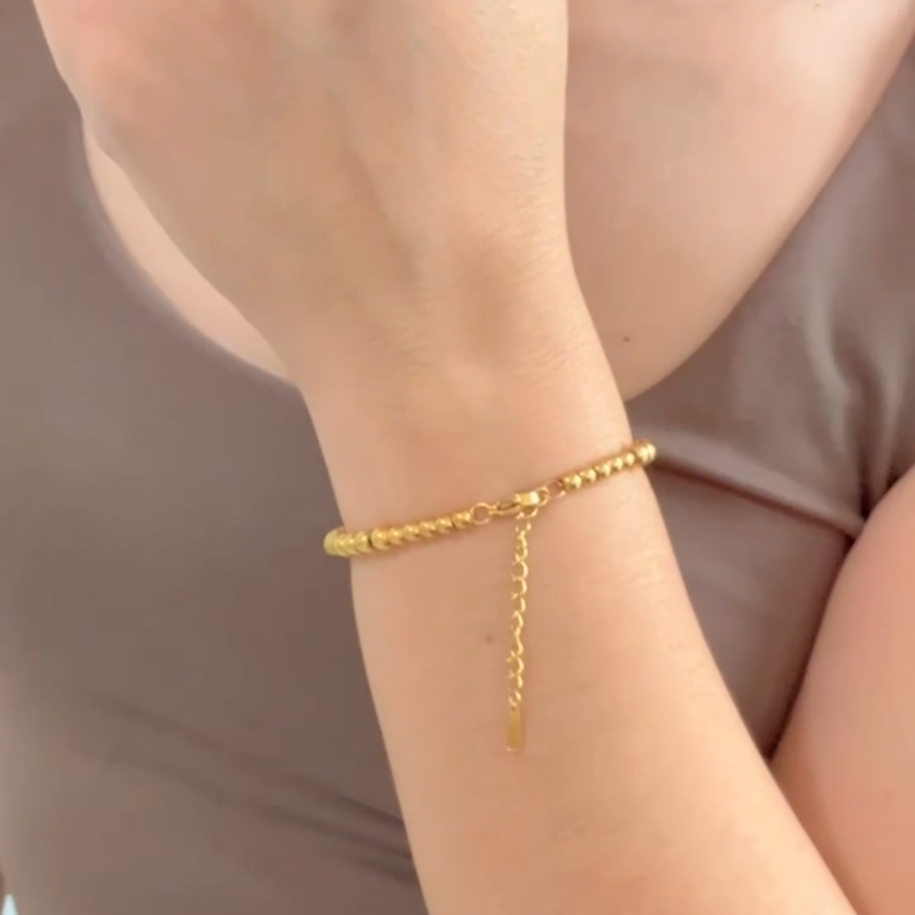 Bali - Gold Beaded Chain Bracelet