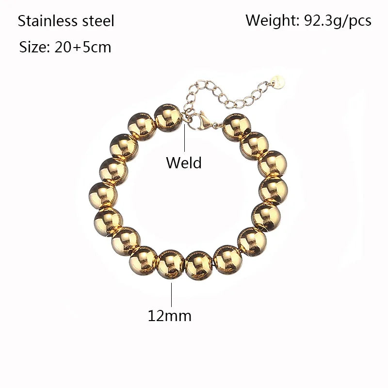 Sphere - Gold Beaded Bracelets – Elastic or Chain Style