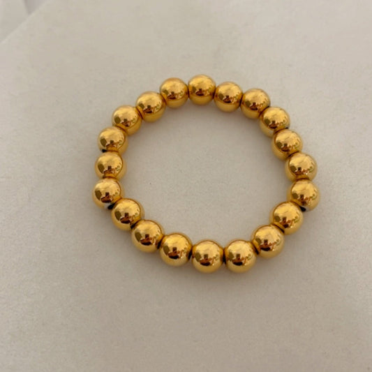 Sphere - Gold Beaded Bracelets – Elastic or Chain Style