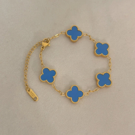 Five-Leaf Clover Bracelet – Stainless Steel, Multiple Colors