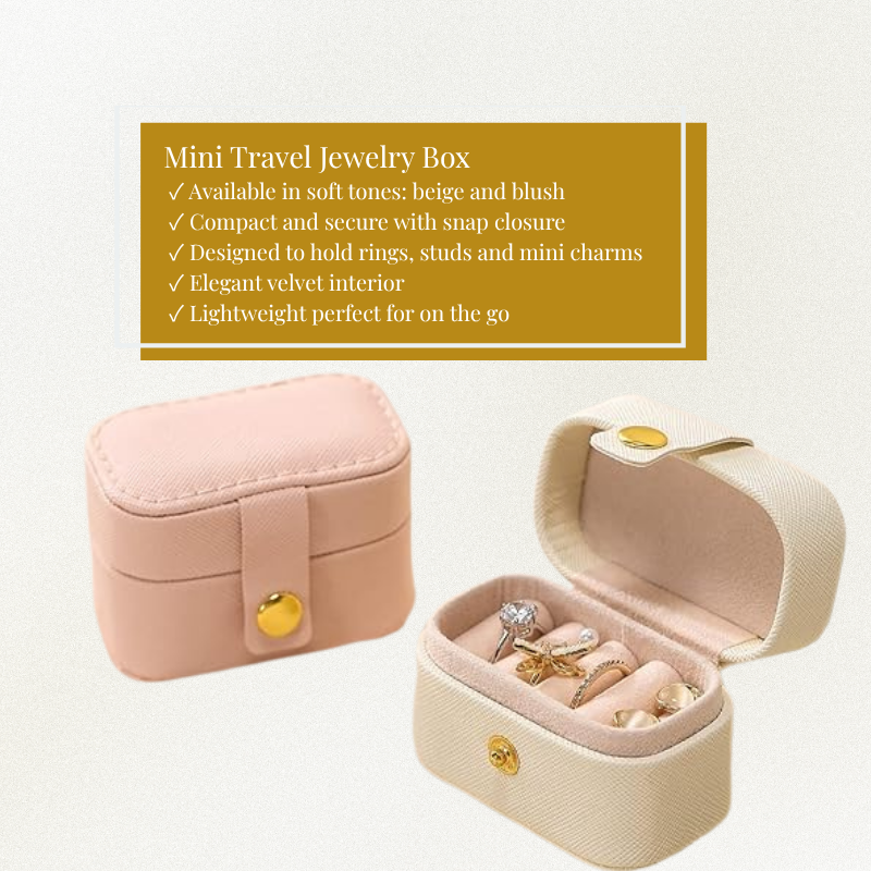Mini jewelry organizers in blush and cream – compact cases for rings and earrings
