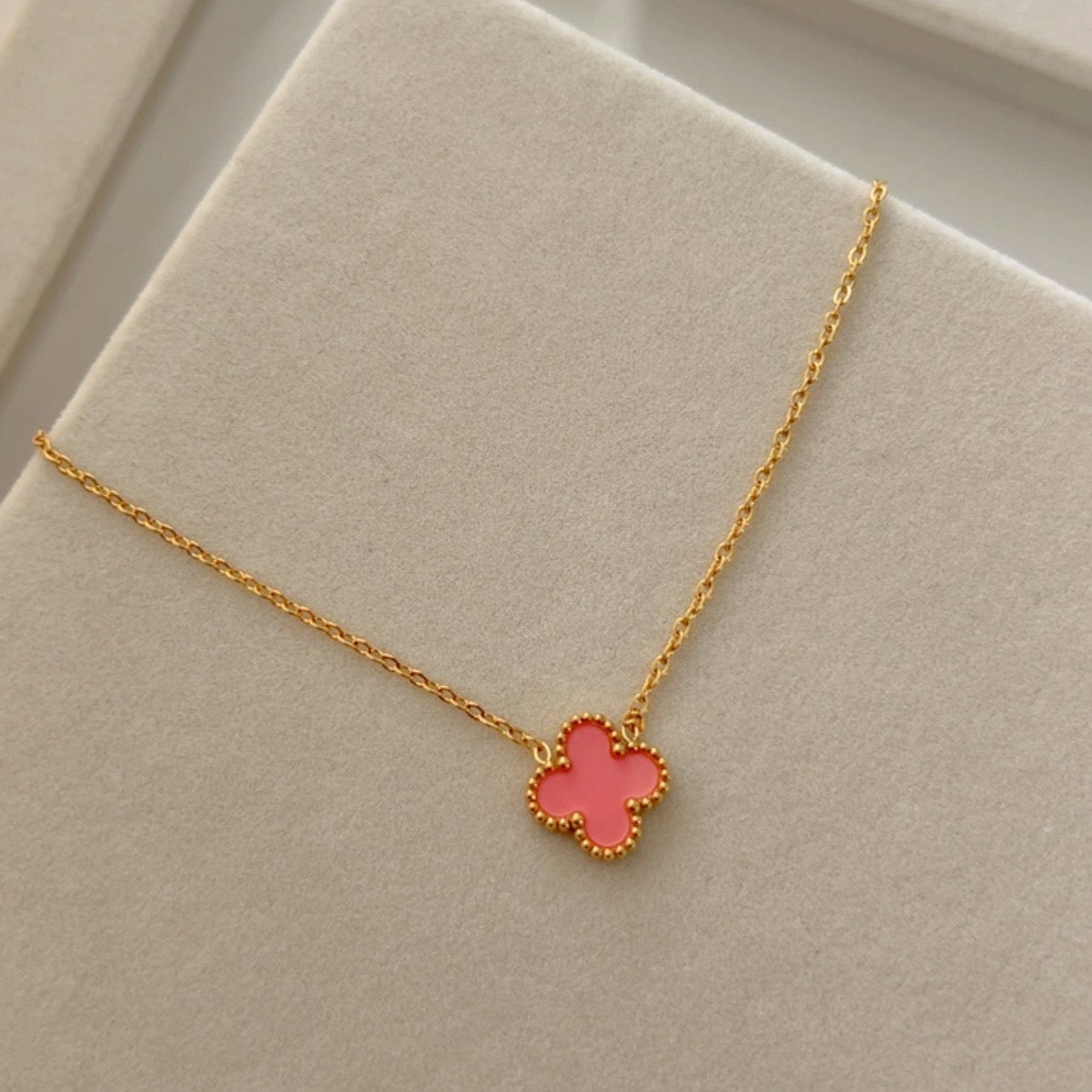 Single Clover Necklace  Stainless Steel  Multiple Colors