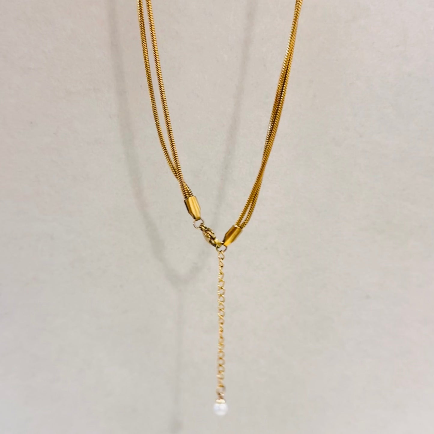 Double Layer Necklace with Removable Pearl  Adjustable