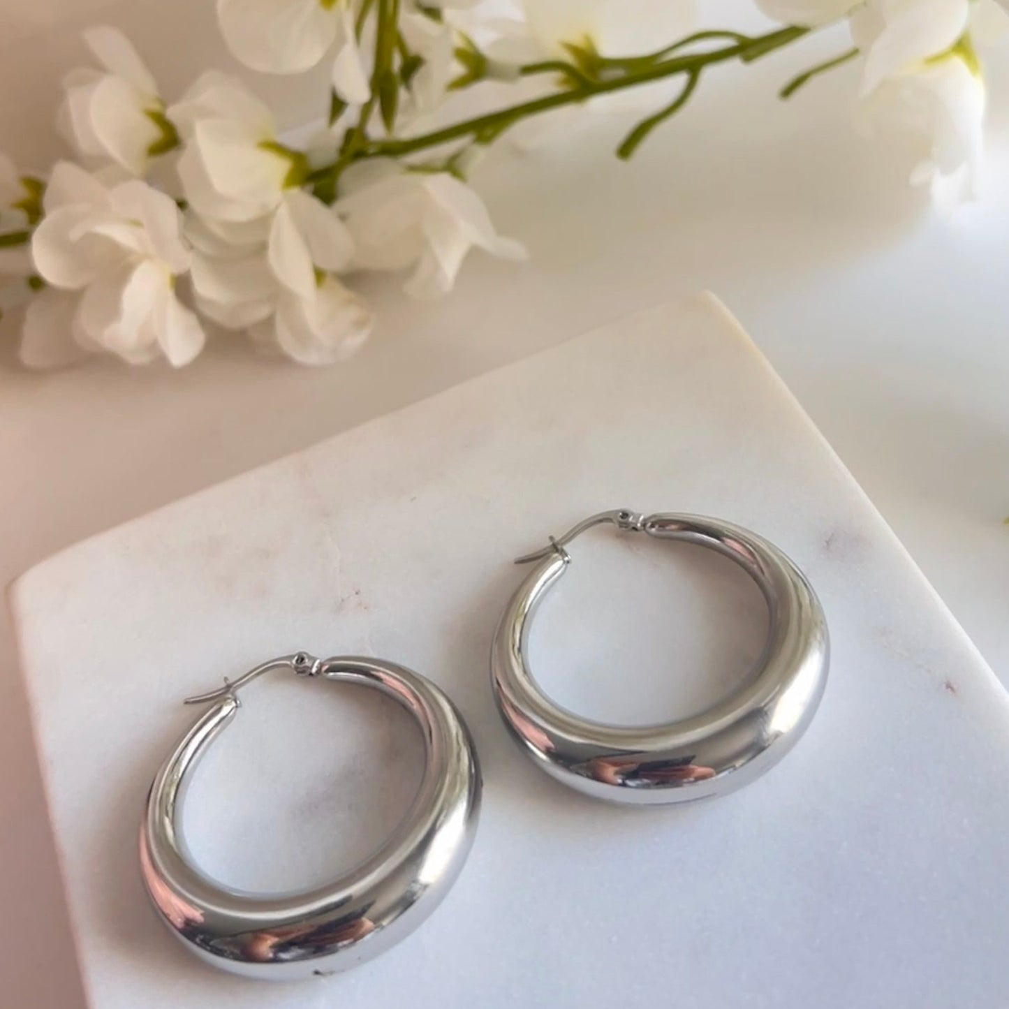 Bold - Thick Gold Hoop Earrings Gold and Silver