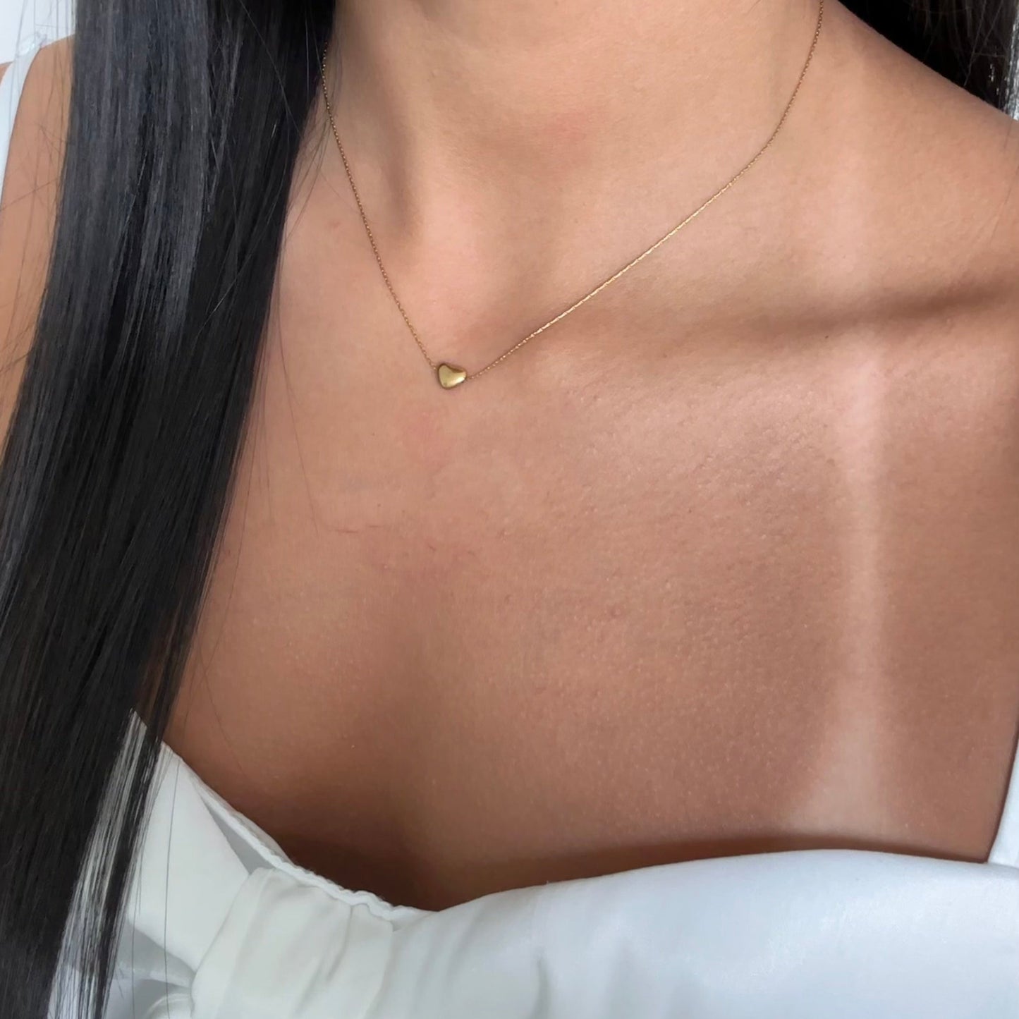 Serena gold heart necklace – stainless steel, waterproof, delicate cadena dorada