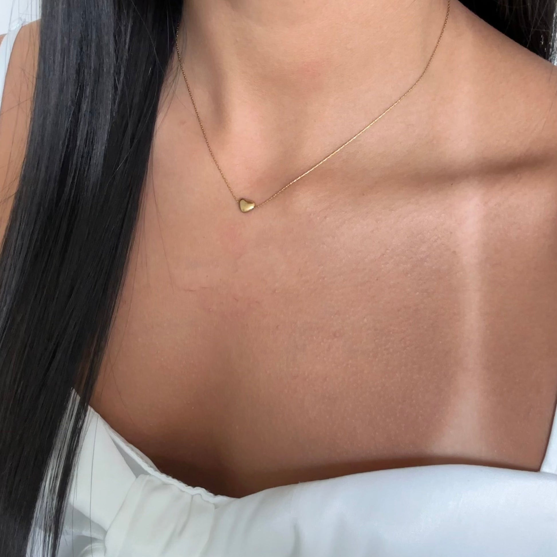 Serena gold heart necklace – stainless steel, waterproof, delicate cadena dorada