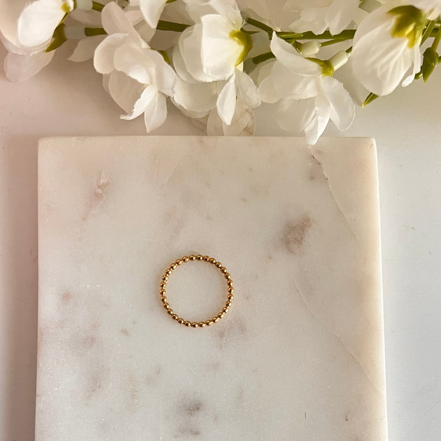 Thin Beaded Ring – Stainless Steel Minimalist Design