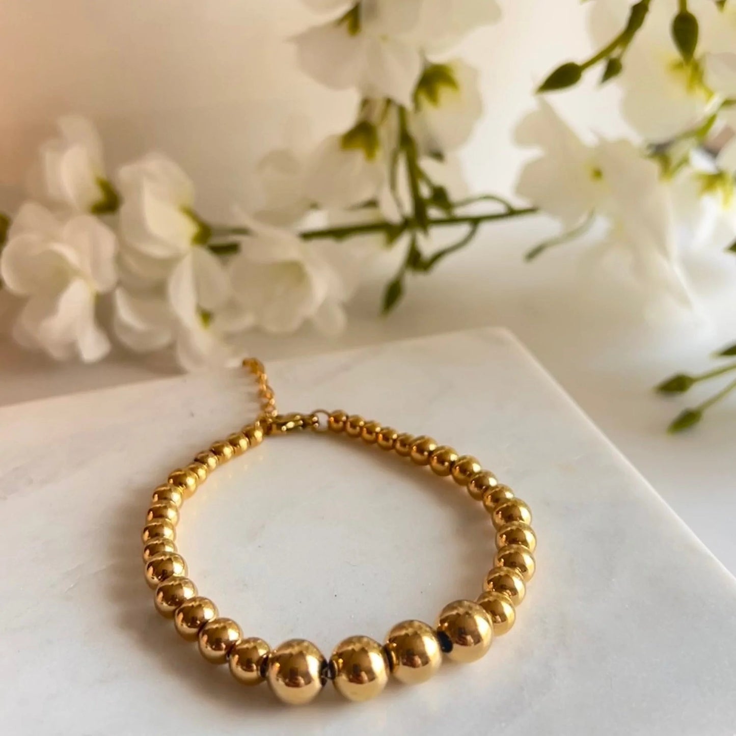 Bali - Gold Beaded Chain Bracelet