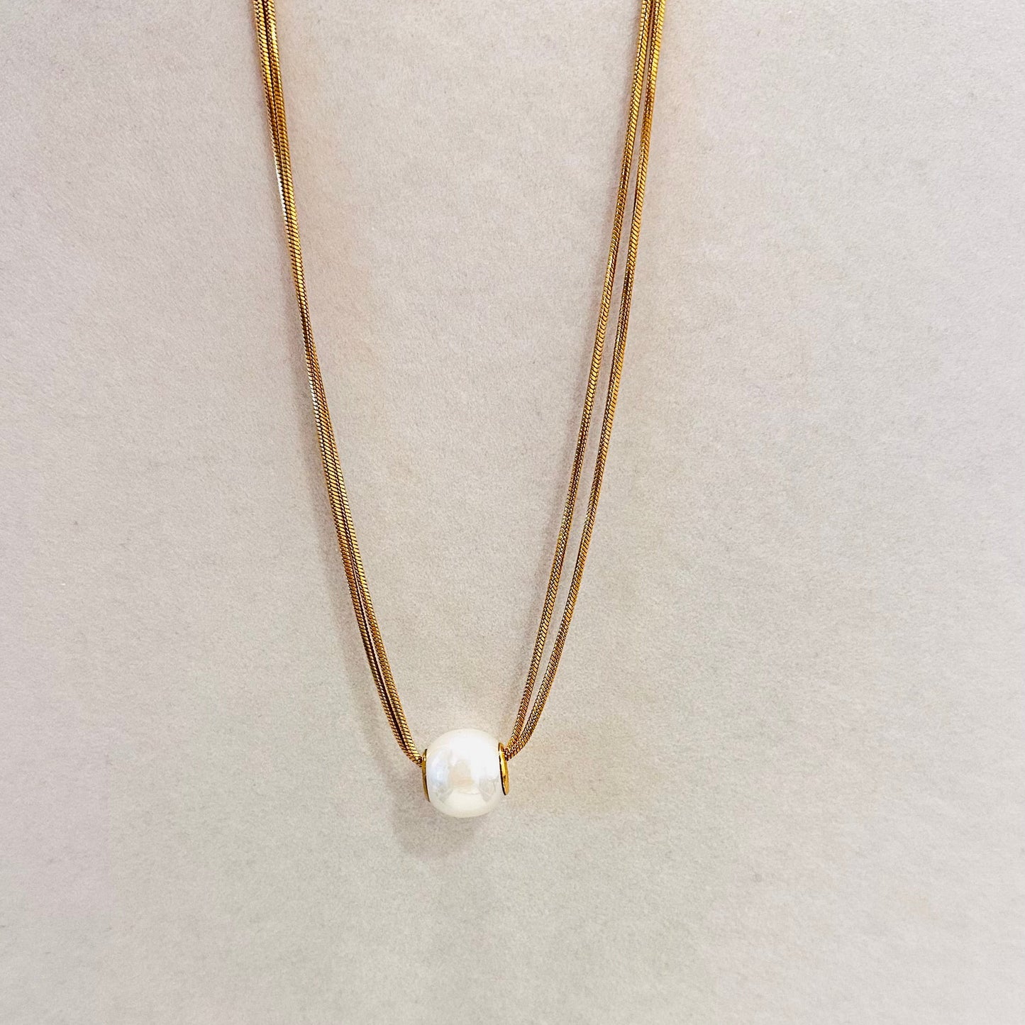 Double Layer Necklace with Removable Pearl  Adjustable