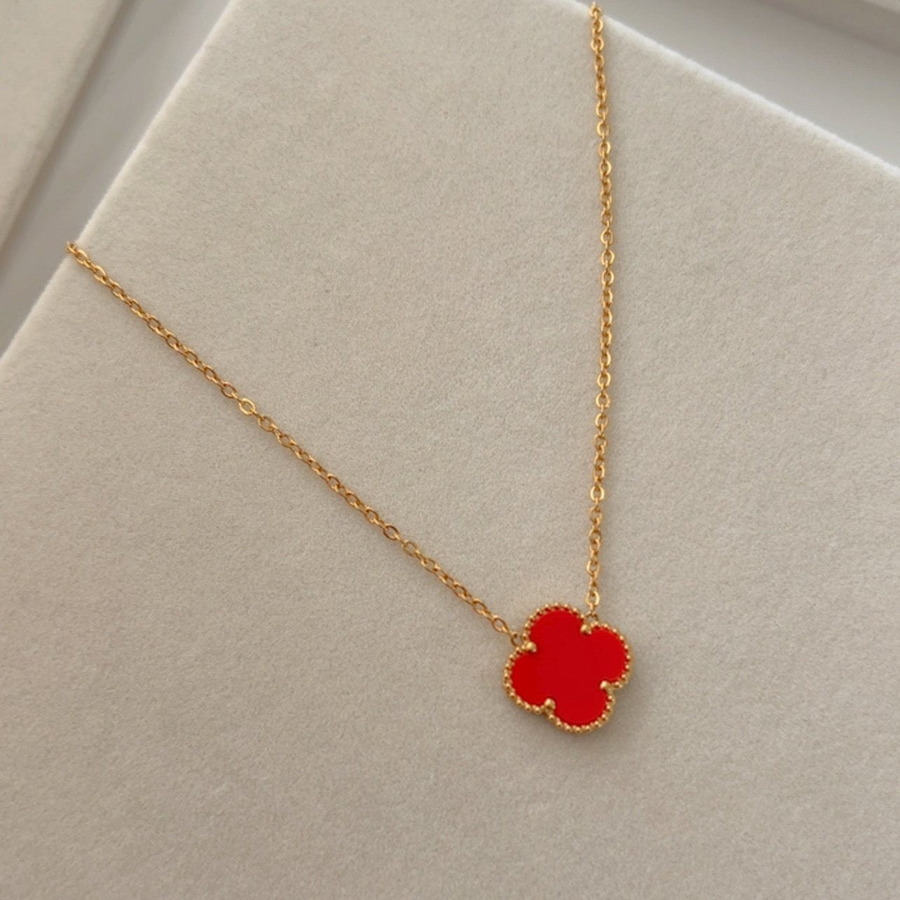 Single Clover Necklace  Stainless Steel  Multiple Colors