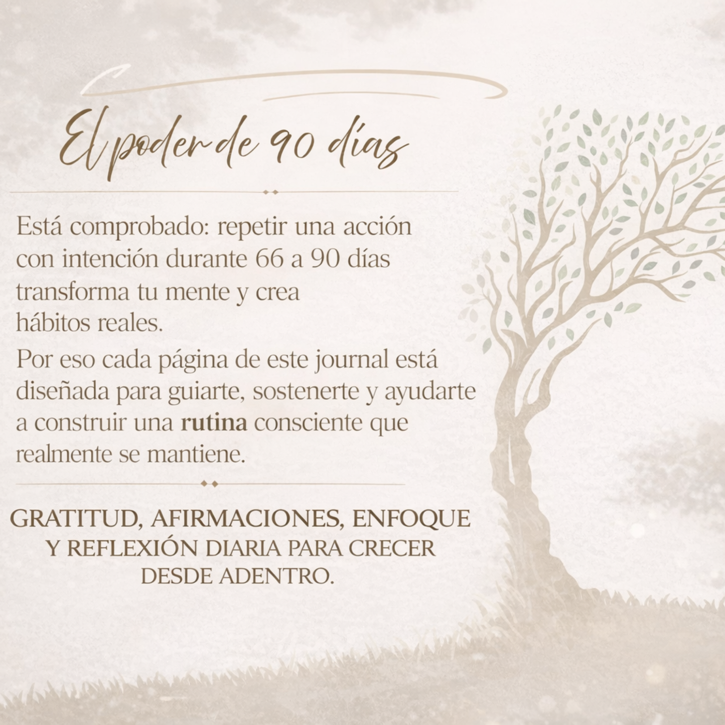 ournal de 90 días para desarrollar hábitos de gratitud, enfoque y crecimiento personal