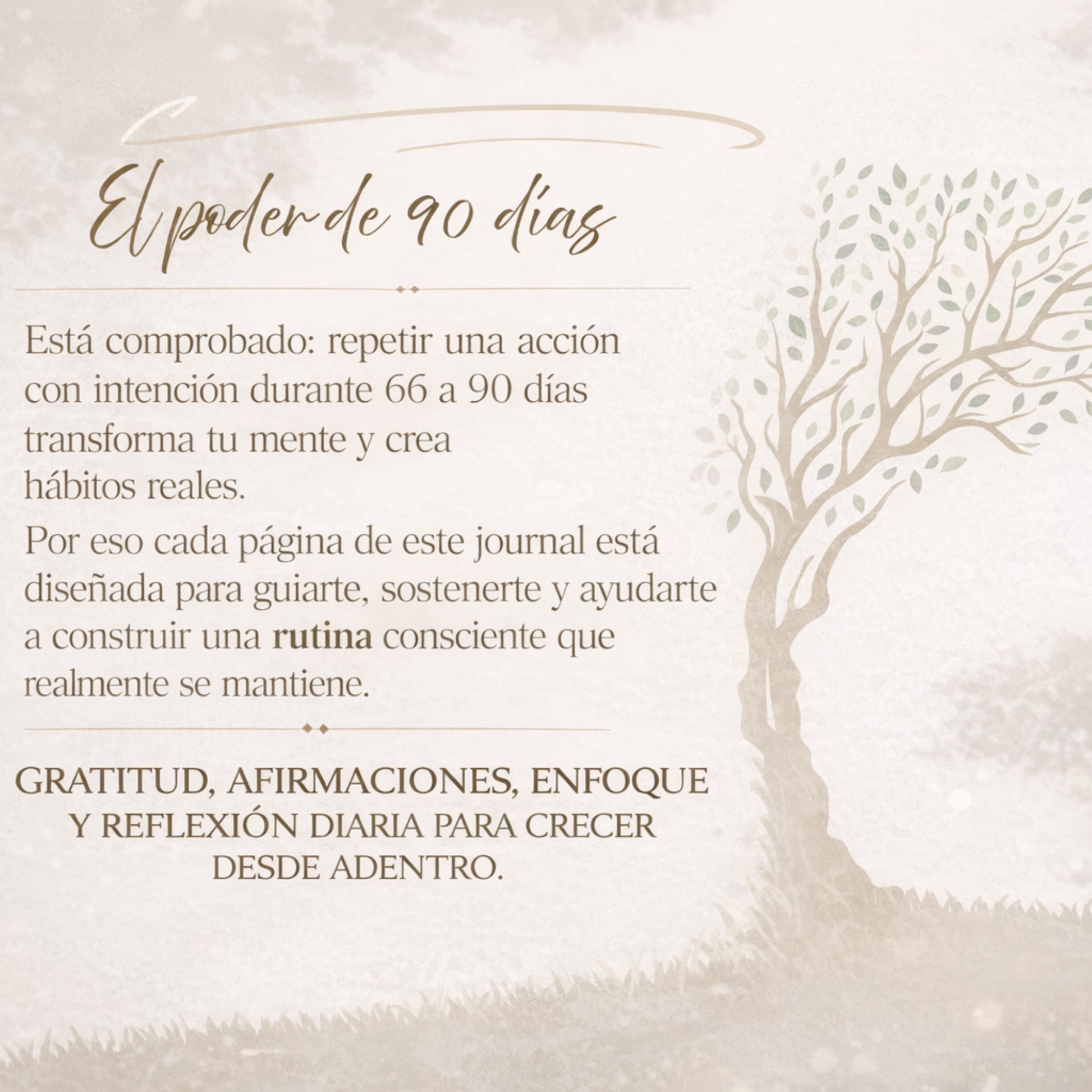 ournal de 90 días para desarrollar hábitos de gratitud, enfoque y crecimiento personal