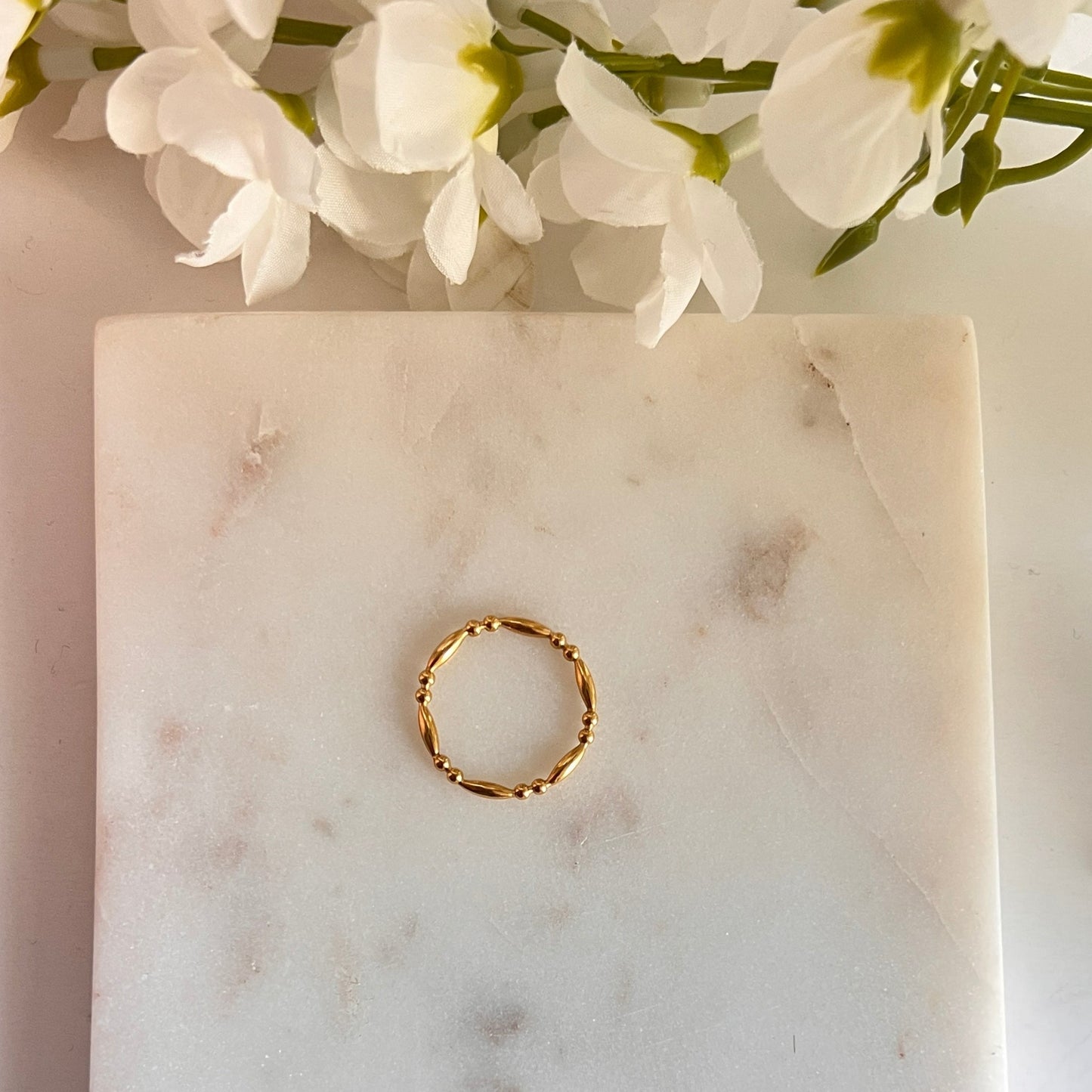 Beaded Stackable Ring Minimalist Design