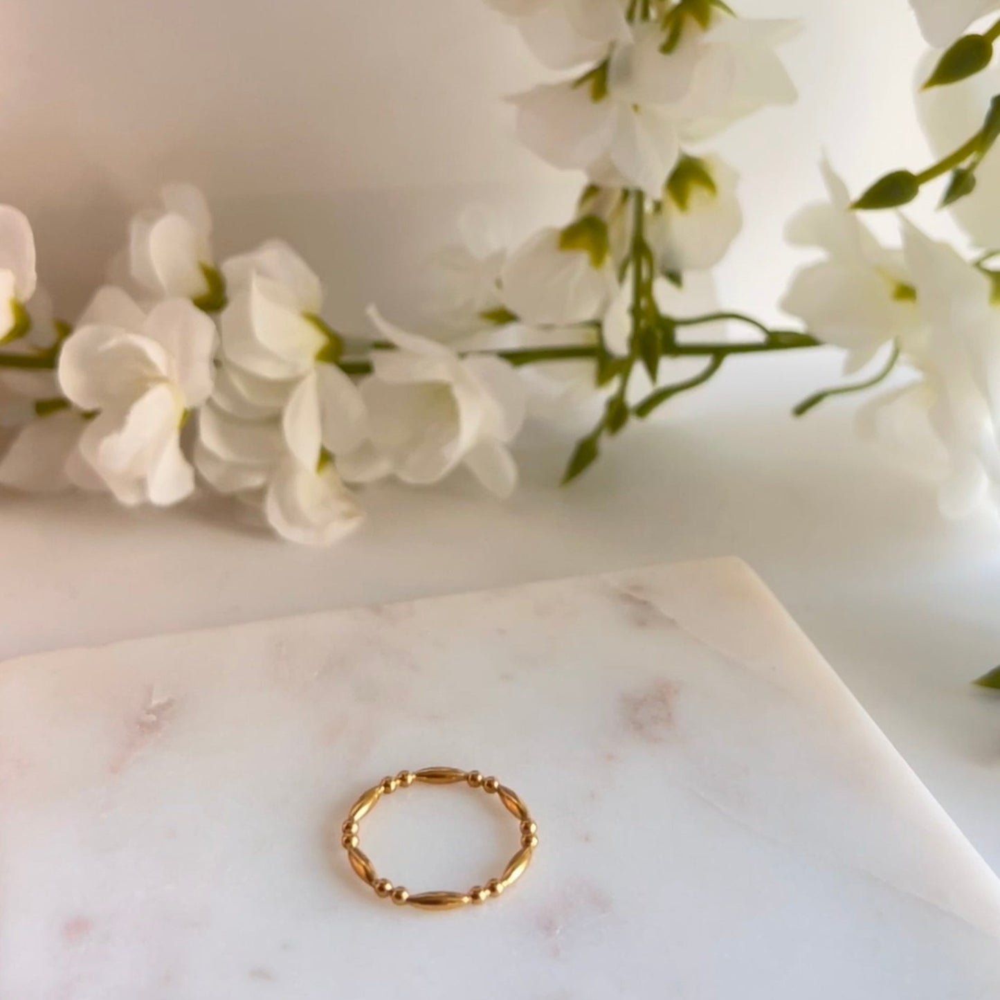 Beaded Stackable Ring Minimalist Design