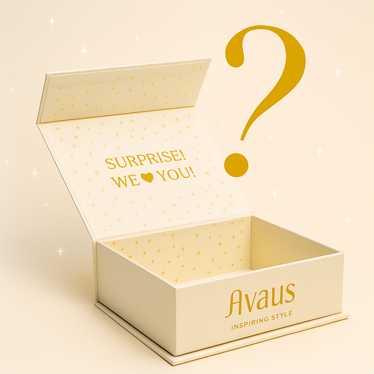 Mystery Box Avaus con estilo elegante, joyería hipoalergénica y waterproof.