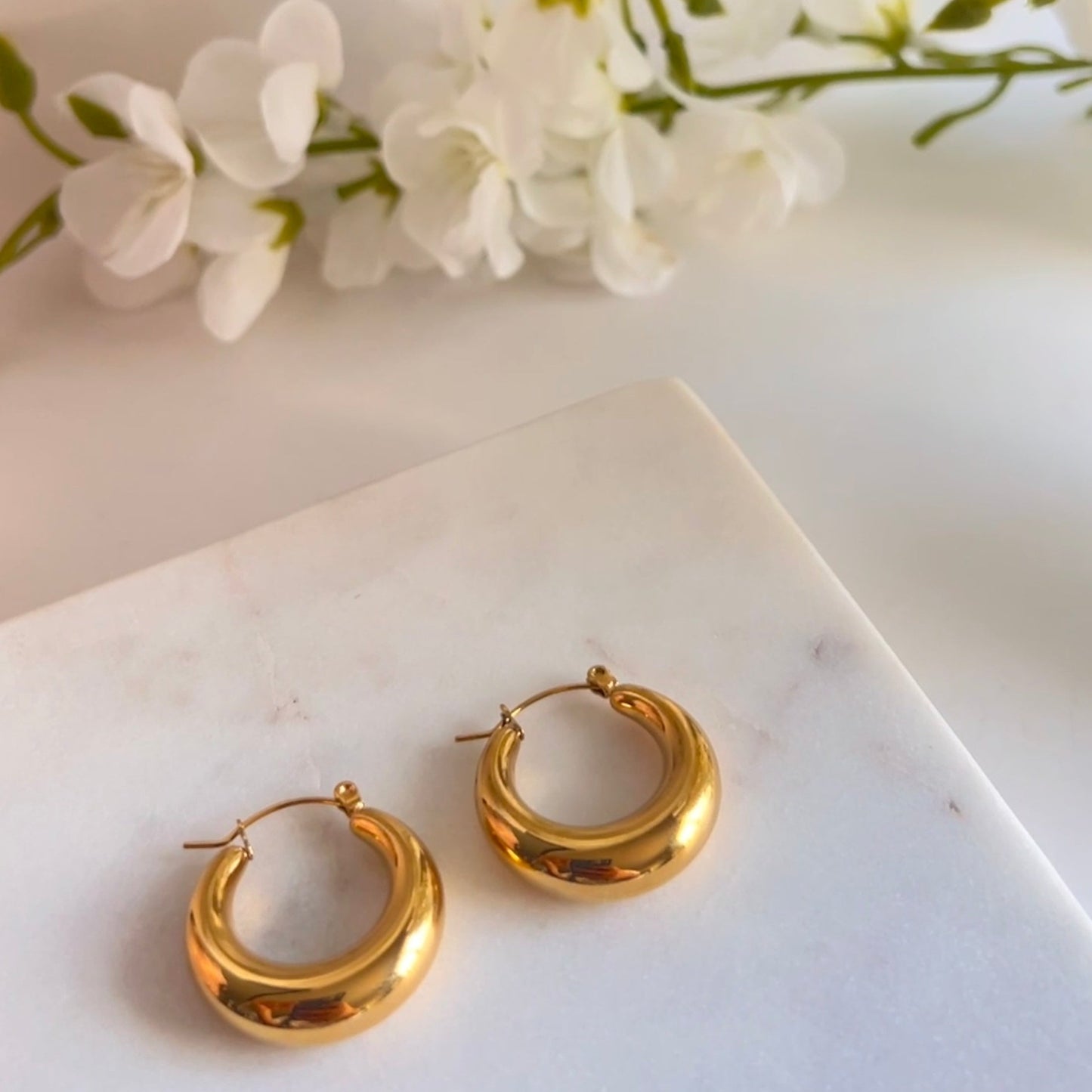 Bold - Thick Gold Hoop Earrings Gold and Silver
