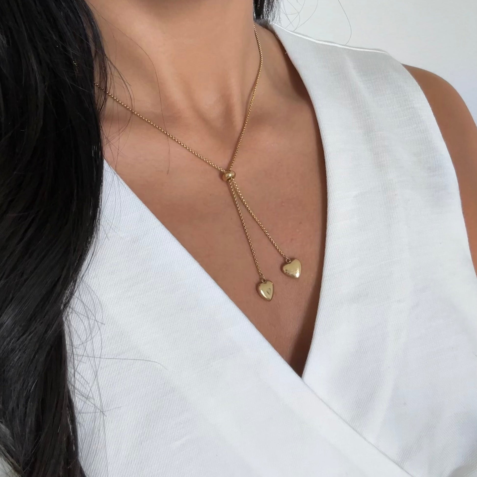 Aria gold heart necklace – adjustable stainless steel, waterproof and chic