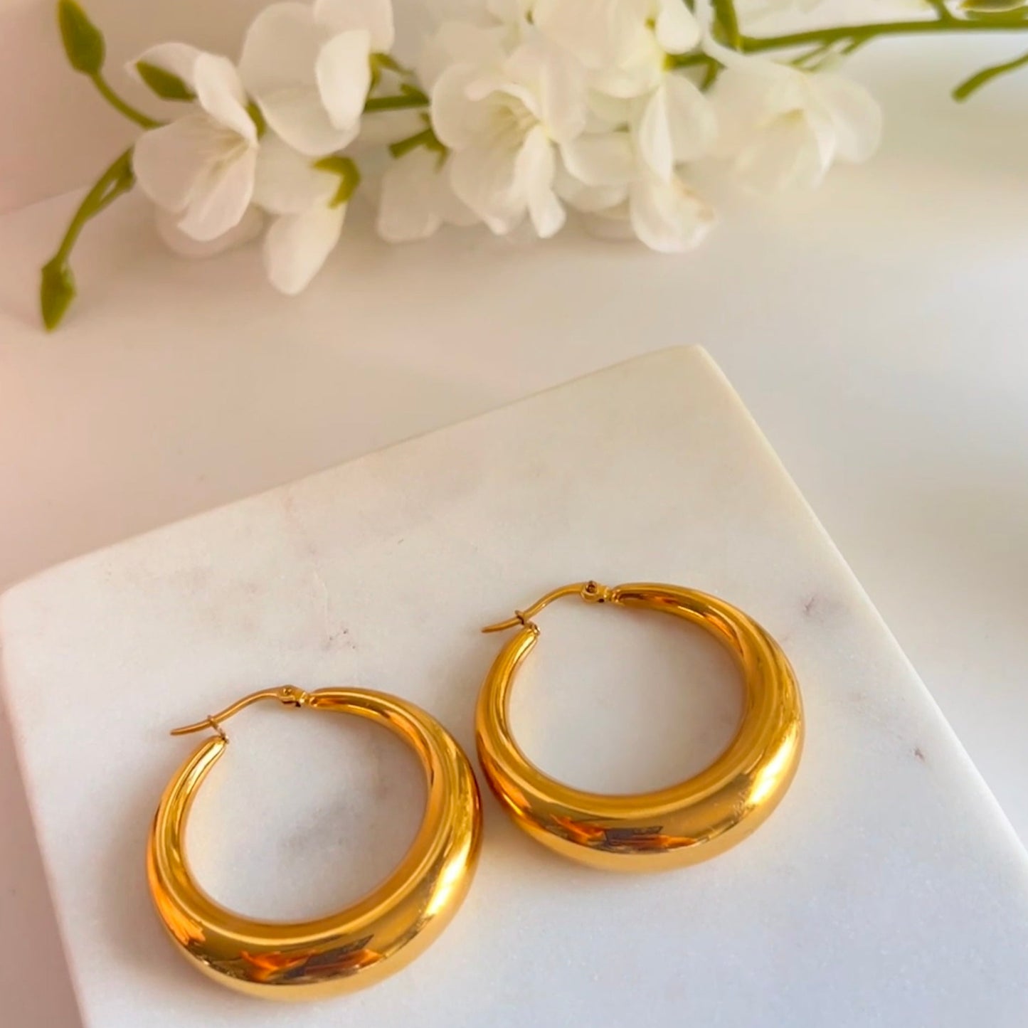 Bold - Thick Gold Hoop Earrings Gold and Silver