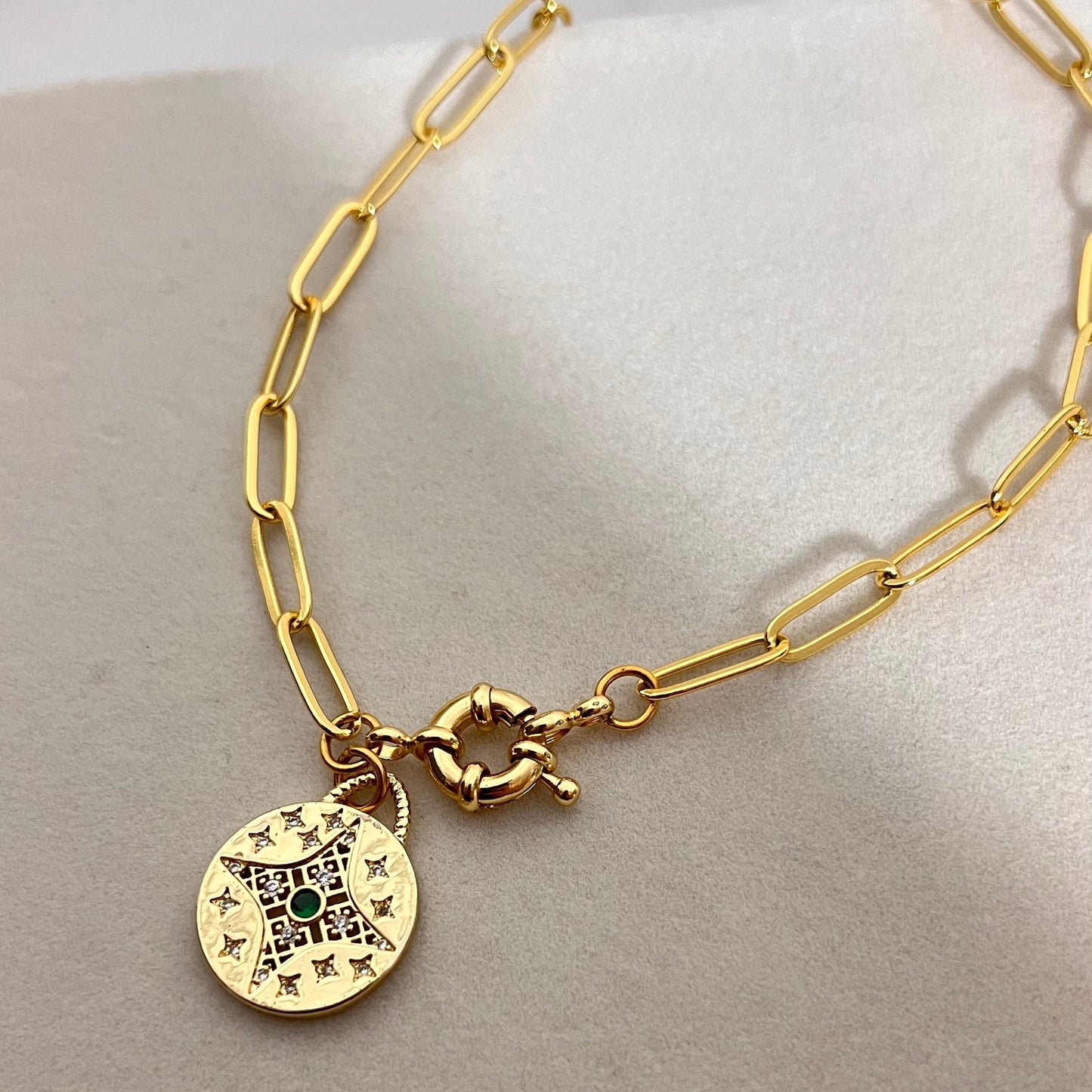 Vintage Star Pendant Necklace – Paper Clip Chain  Stainless Steel