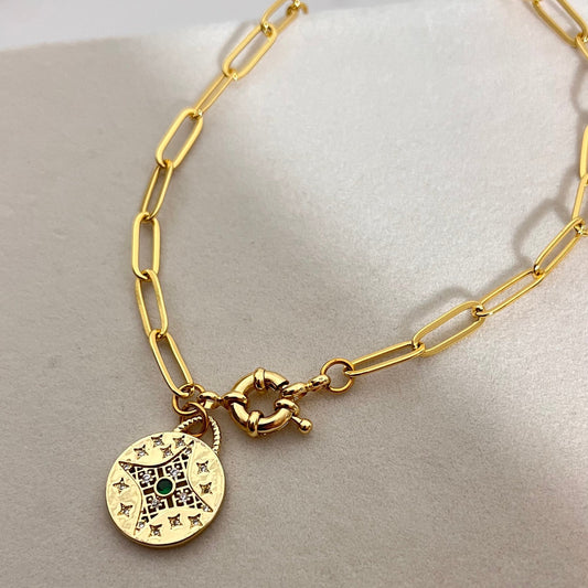 Vintage Star Pendant Necklace – Paper Clip Chain  Stainless Steel