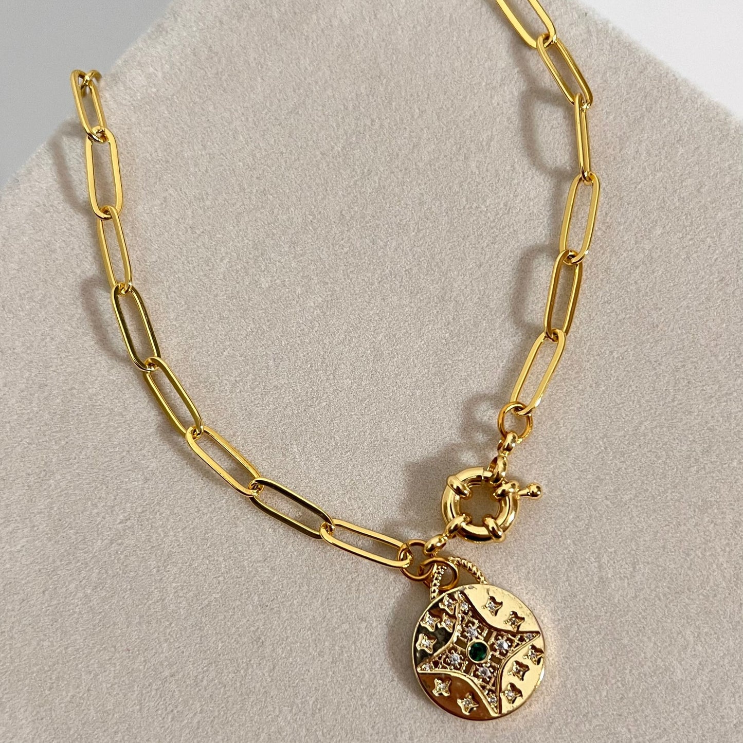 Vintage Star Pendant Necklace – Paper Clip Chain  Stainless Steel