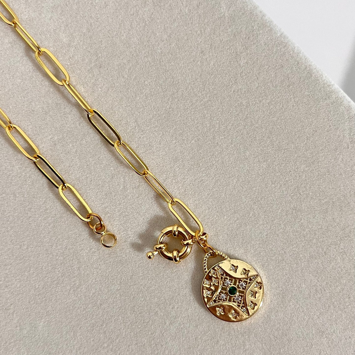 Vintage Star Pendant Necklace – Paper Clip Chain  Stainless Steel