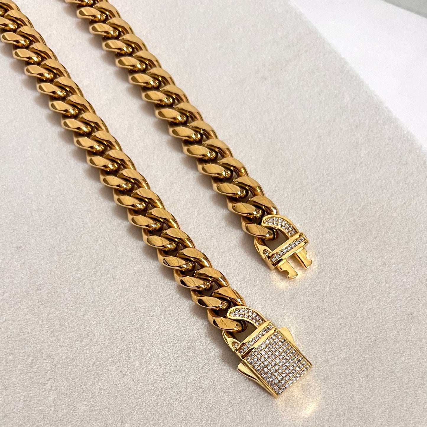 Cuban Link Chain Necklace – Stainless Steel Zirconia for Men and Women
