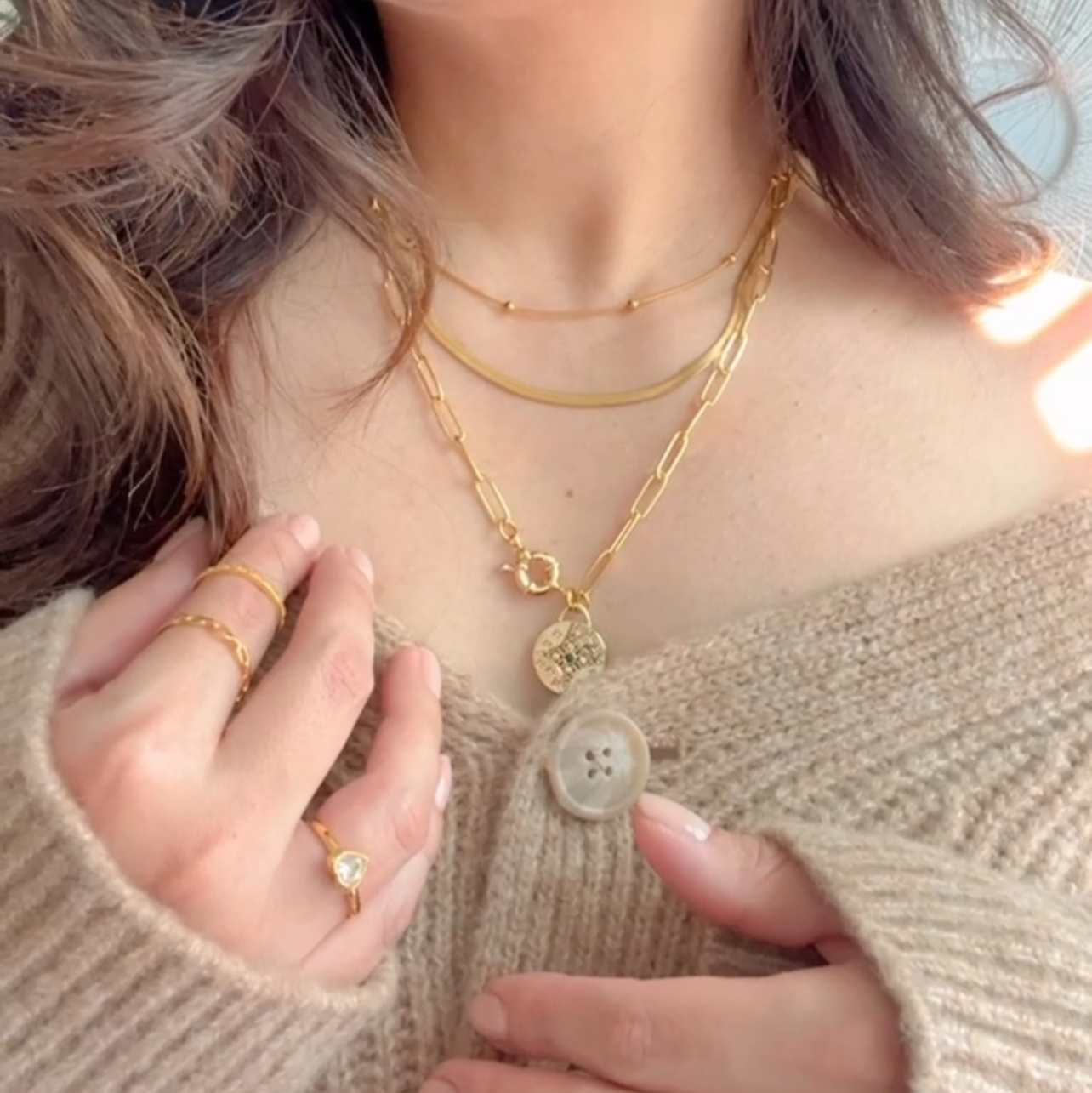 Bead Sphere Necklace – Adjustable Stainless Steel Chain