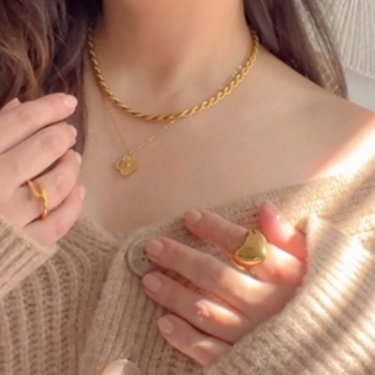 Rope Chain Necklace – Gold-Plated Stainless Steel  Unisex