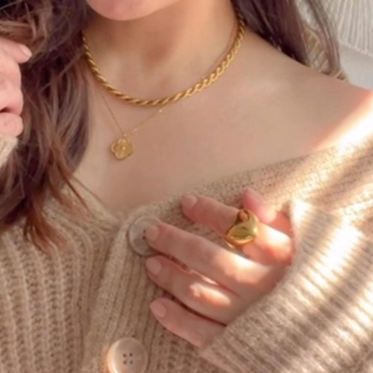 Rope Chain Necklace – Gold-Plated Stainless Steel  Unisex