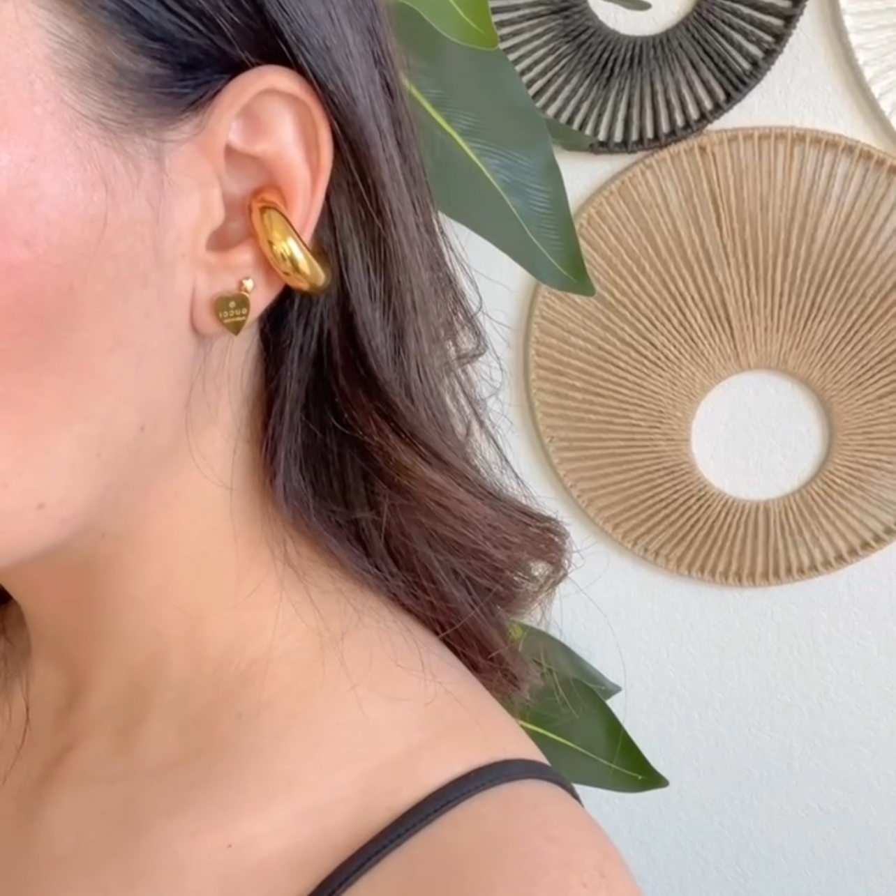 Heart Stud Earrings with Engraved Detail  Gold and Silver