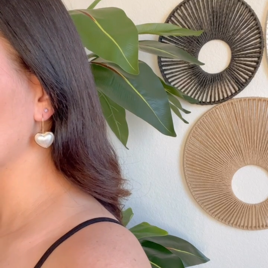 Heart Pearl Hook Earrings Stainless Steel