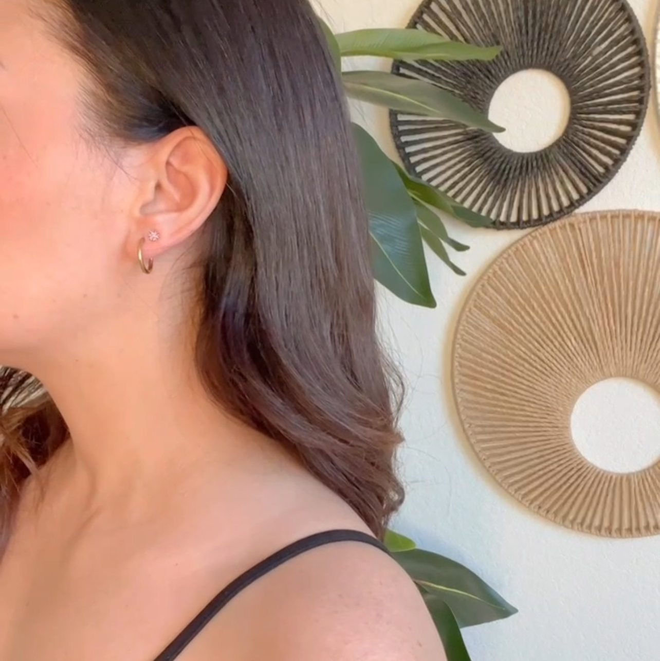 Medium Hoop Earrings with Pearl  2 in 1 Design