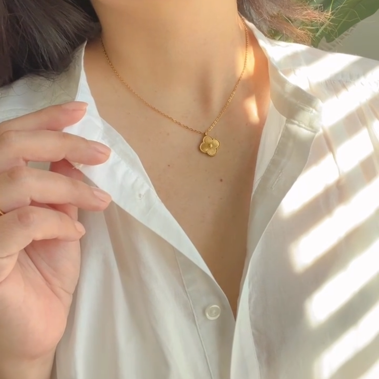 Single Clover Necklace  Stainless Steel  Multiple Colors