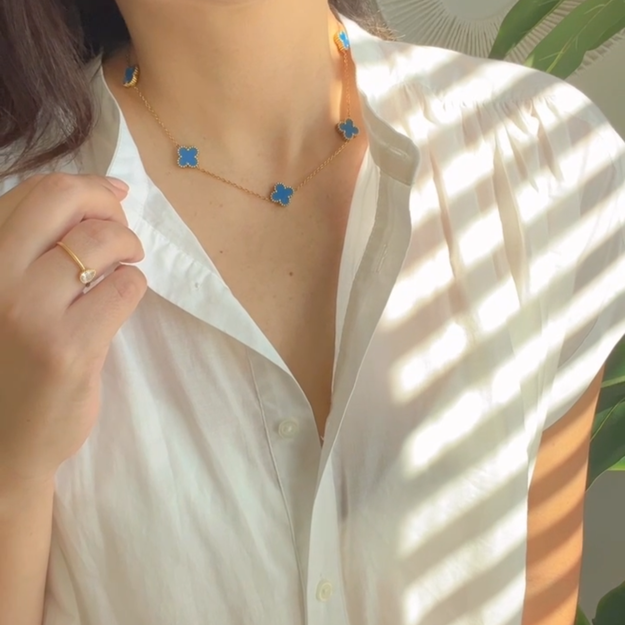 Gold Clover Necklace – Double-Sided Pendant  Stainless Steel