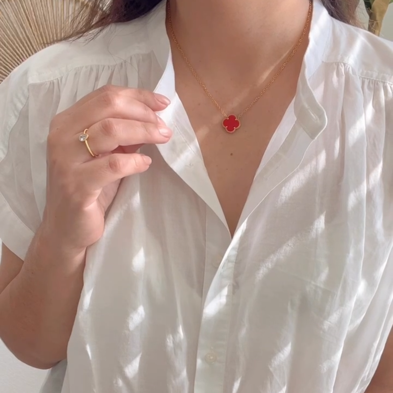 Single Clover Necklace  Stainless Steel  Multiple Colors