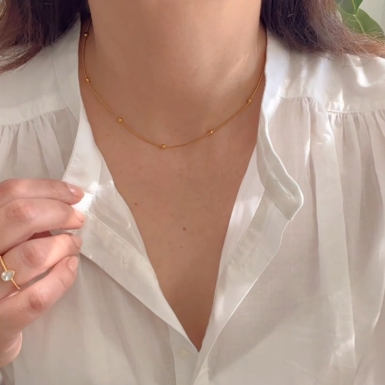 Bead Sphere Necklace – Adjustable Stainless Steel Chain