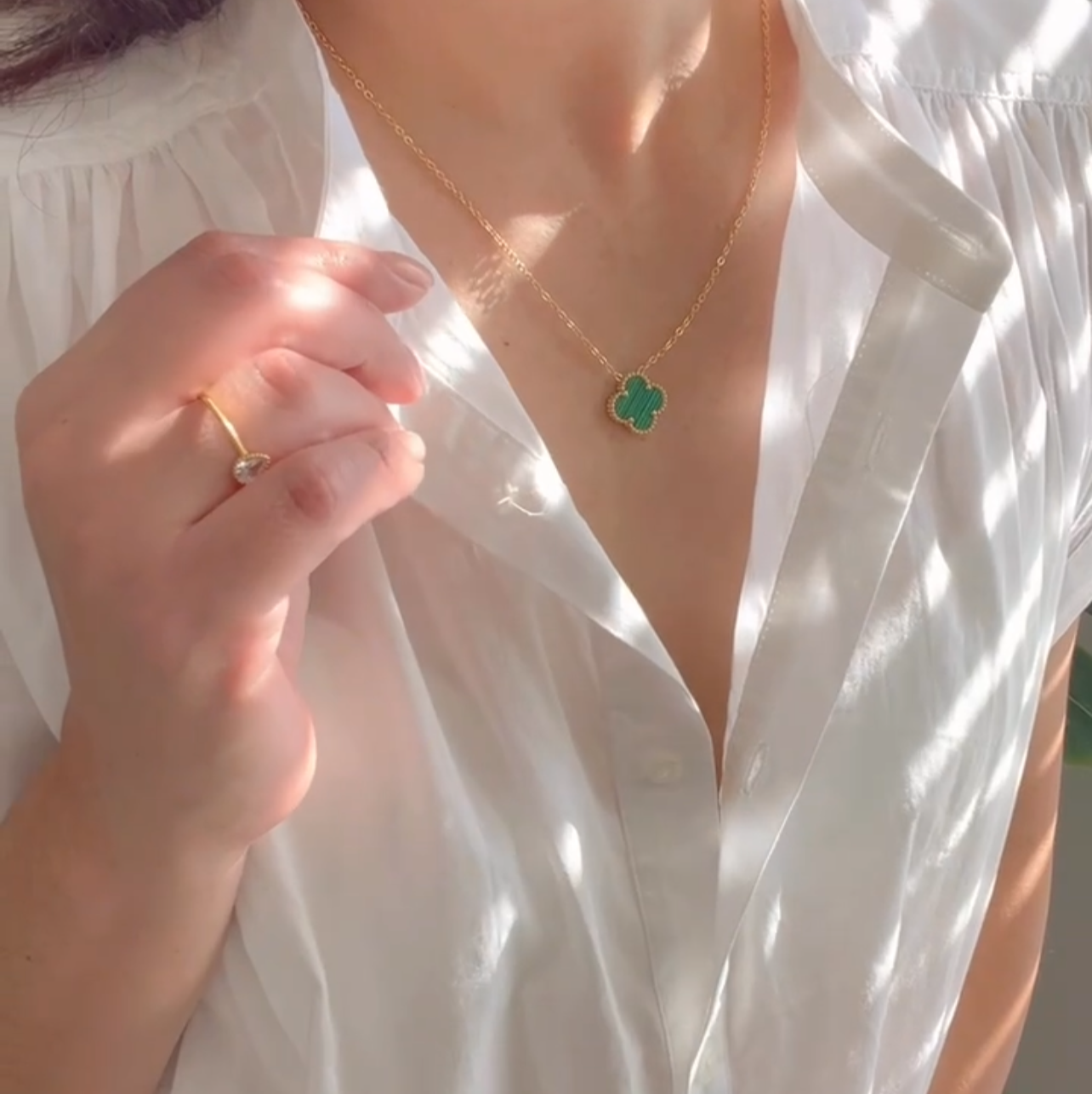 Single Clover Necklace  Stainless Steel  Multiple Colors