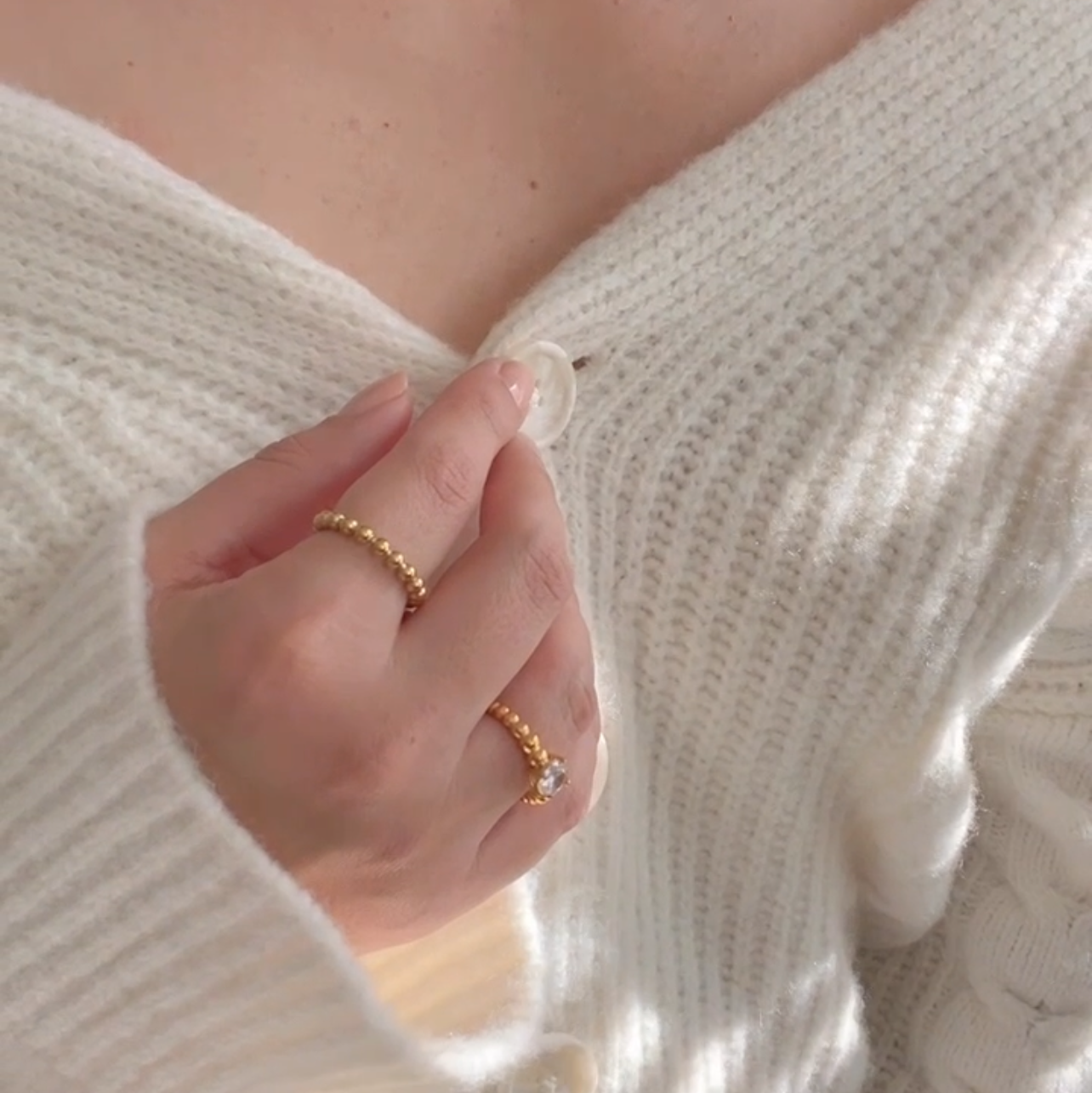 Thick Beaded Rings – Plain and Zirconia Accent