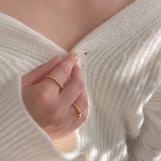 Thick Beaded Rings – Plain and Zirconia Accent