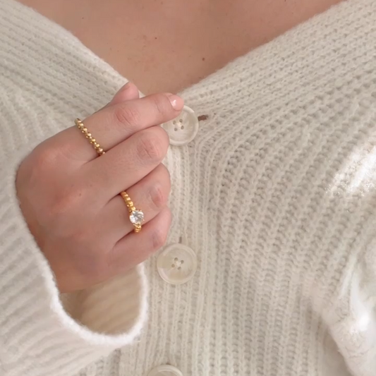 Thick Beaded Rings – Plain and Zirconia Accent